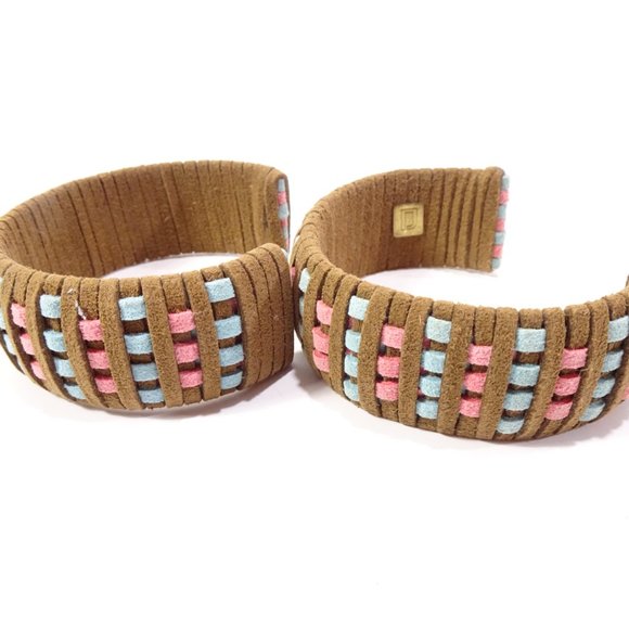 DANNIJO Tasha Suede Brown Pink Blue Braided Cuff Bracelet NWOT 225 - Picture 5 of 10